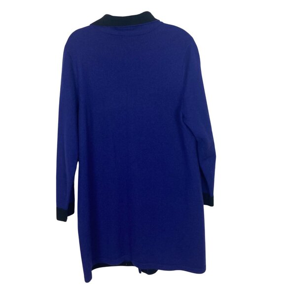 Chicos Wool Kendall Colorblock Coatigan Cardigan 3 XL Blue Black Classic Long - Picture 6 of 13
